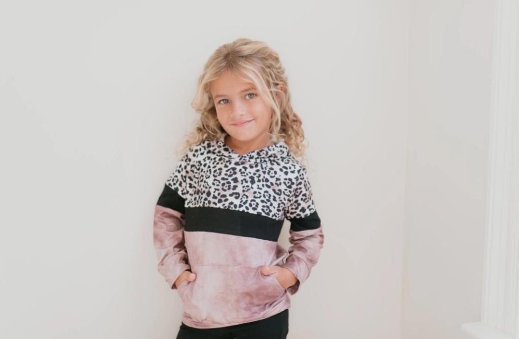 Pink & Black Leopard Print Hoodie