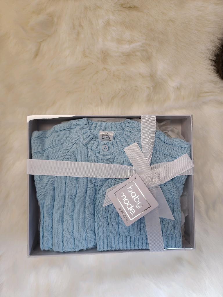 Blue Cardigan & Hat Gift Set