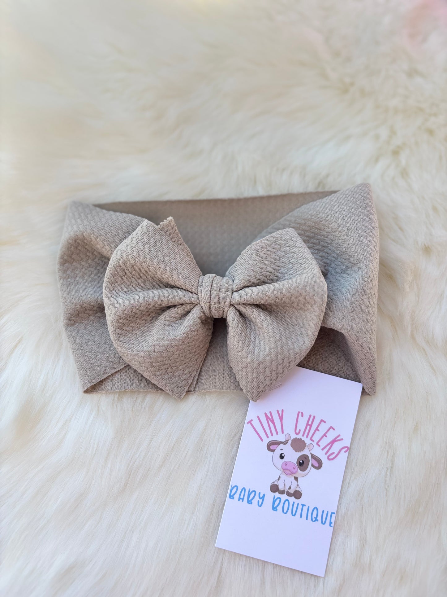 Tan Headwrap Baby Bow