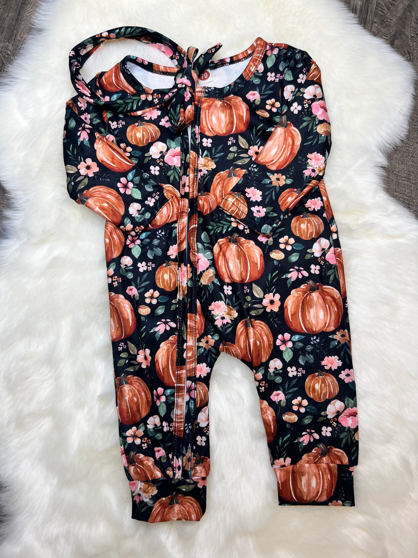 Pumpkin Flower Romper | Black