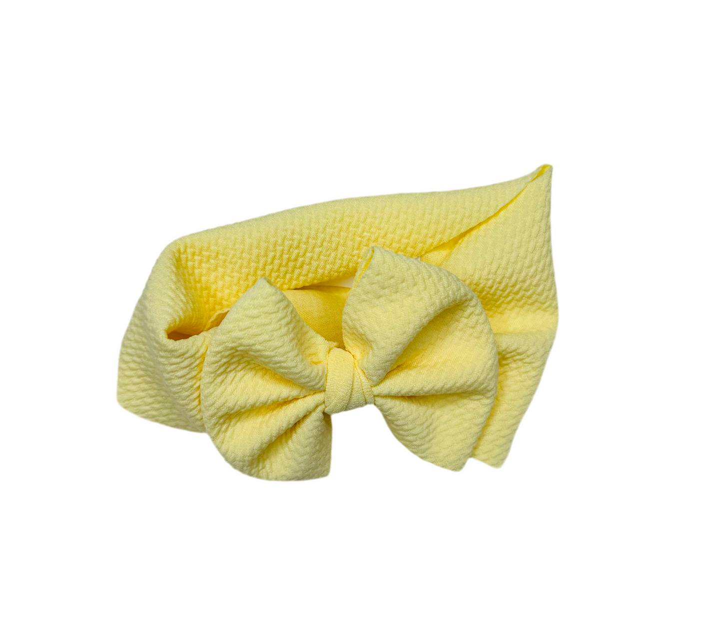 Solid Baby Head Wrap Bow | Banana