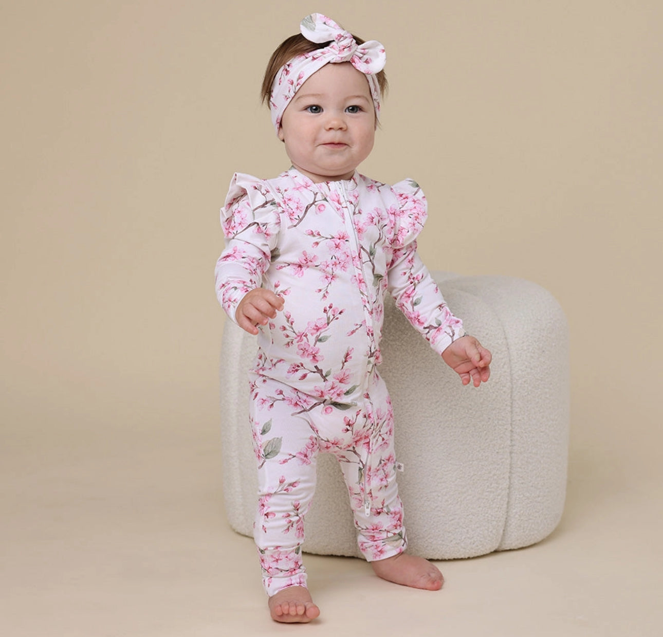 Cherry Blossom Organic Snugglesuit Convertible Romper