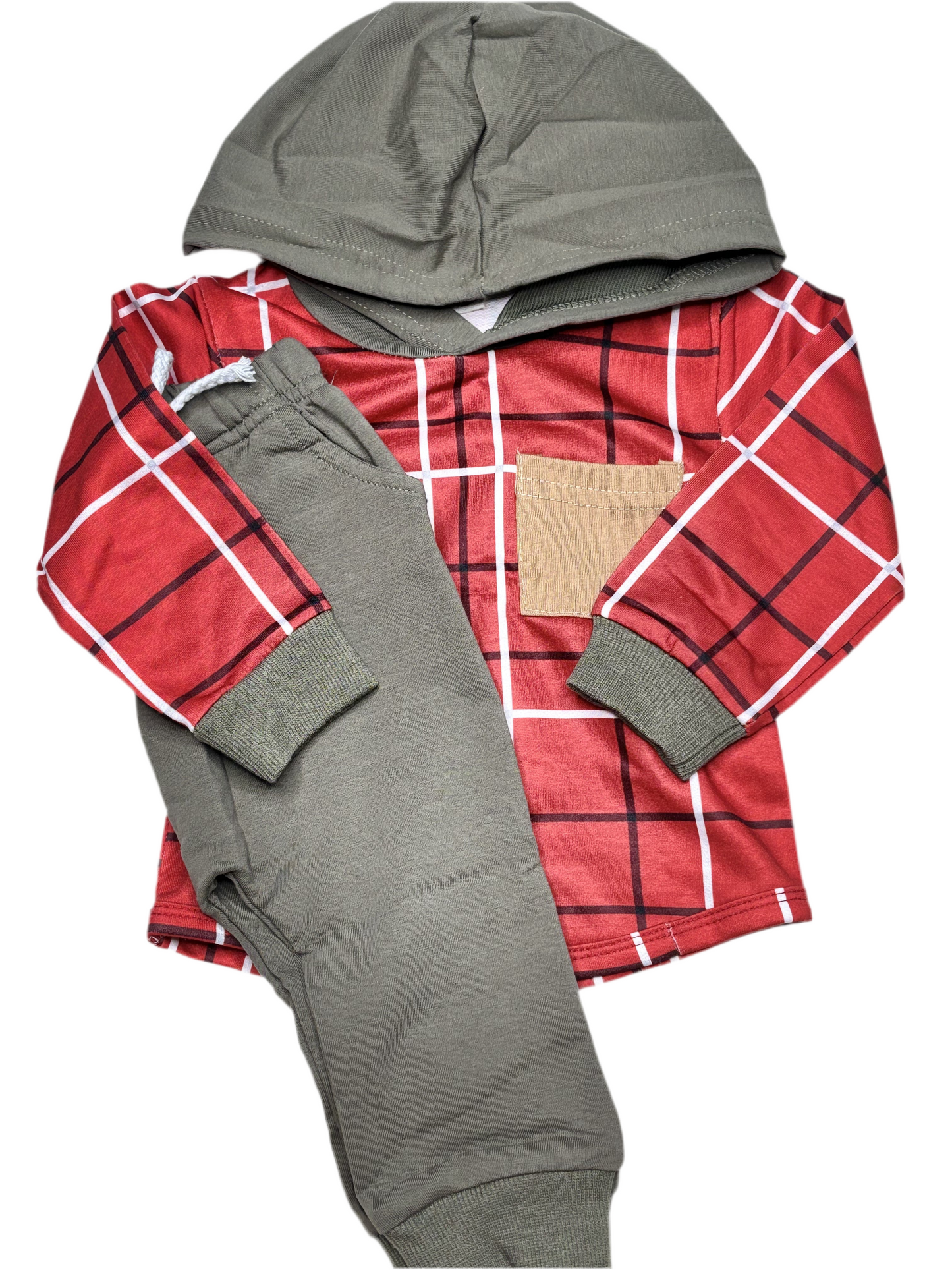 Red and Green Hooded Tee Lounge