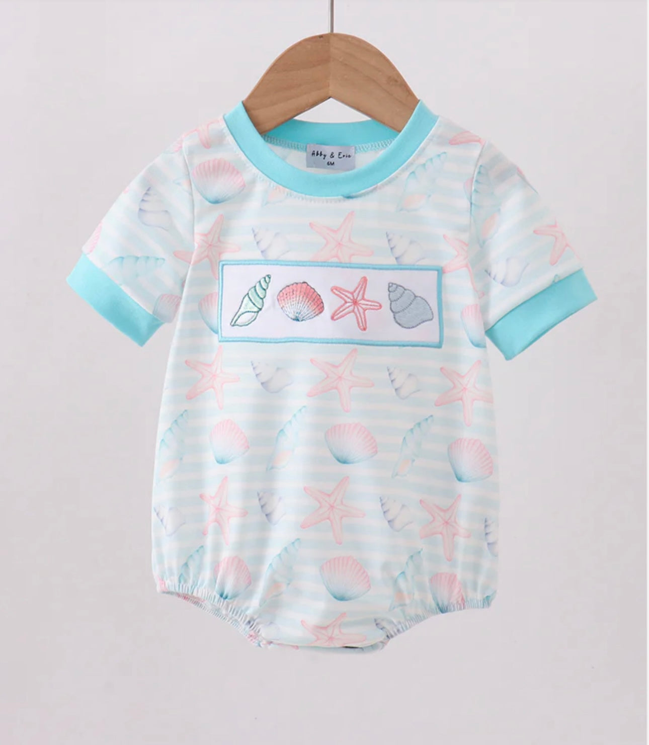 Blue Shell Starfish Embroidered Bubble