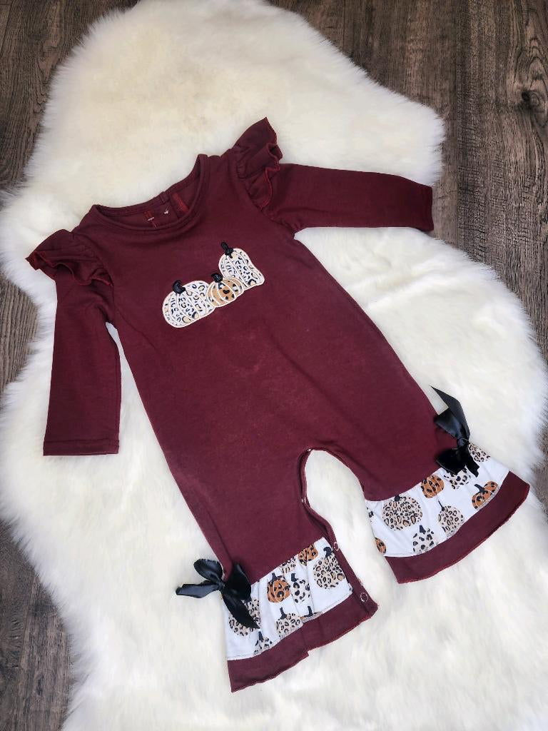 Burgundy Pumpkin Rompers