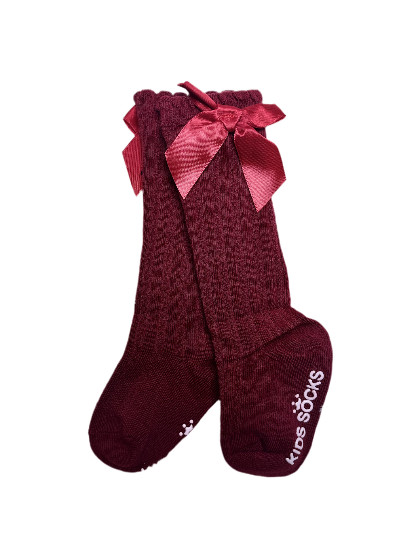 Bow Ribbed Socks | Red