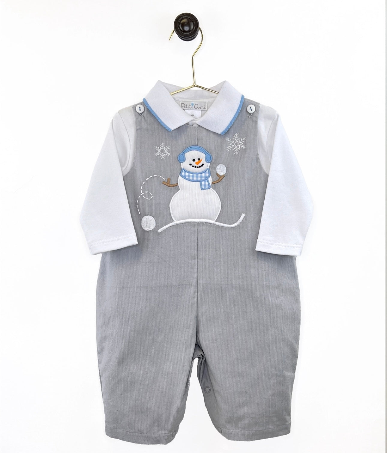 Petit Ami Snowman Appliqué Longall