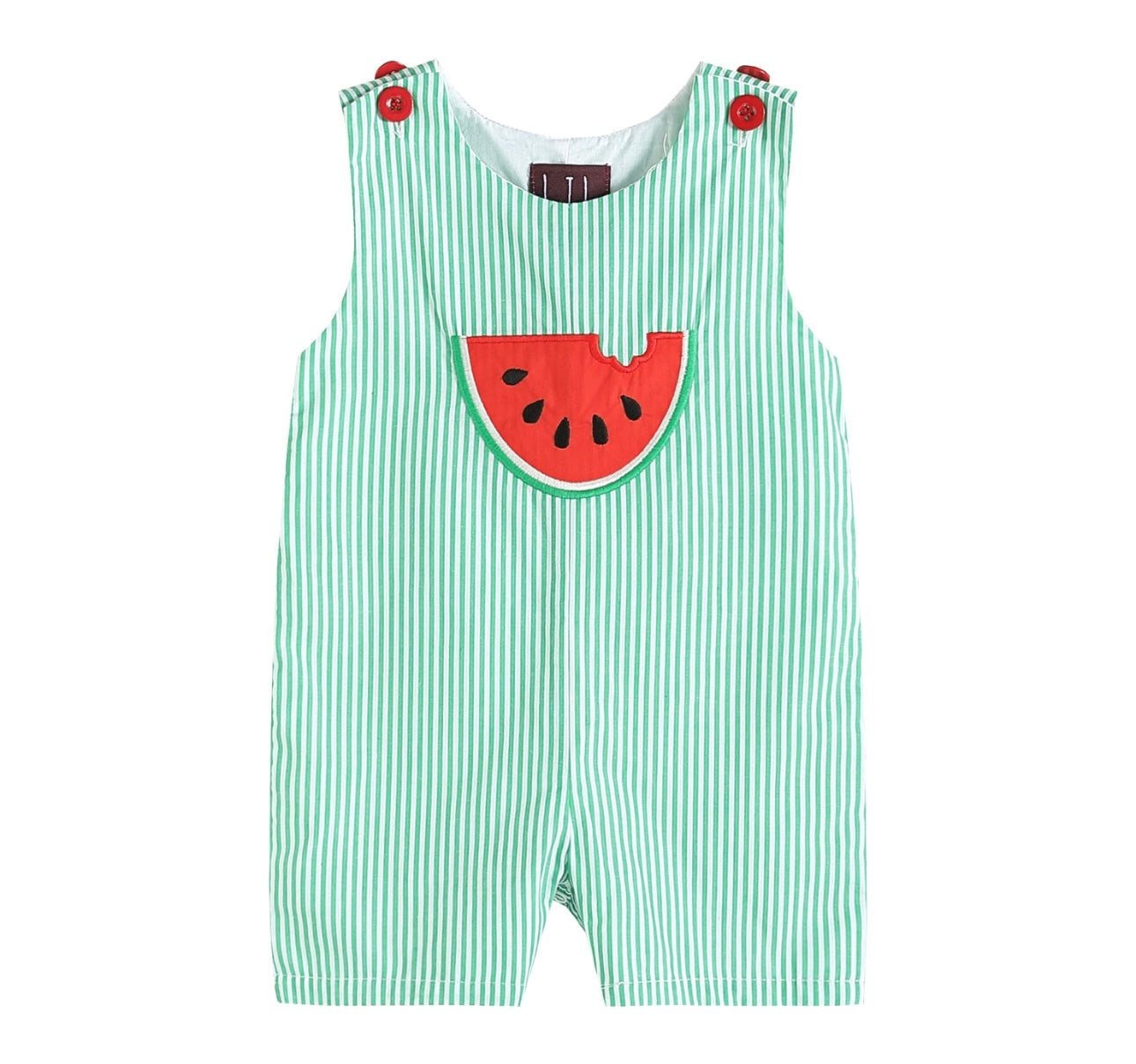 Lil Cactus Green Stripe Watermelon Appliqué JonJon