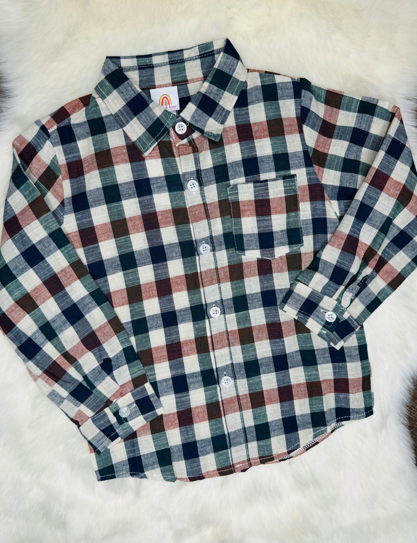 Navy Plaid Button Down Shirt