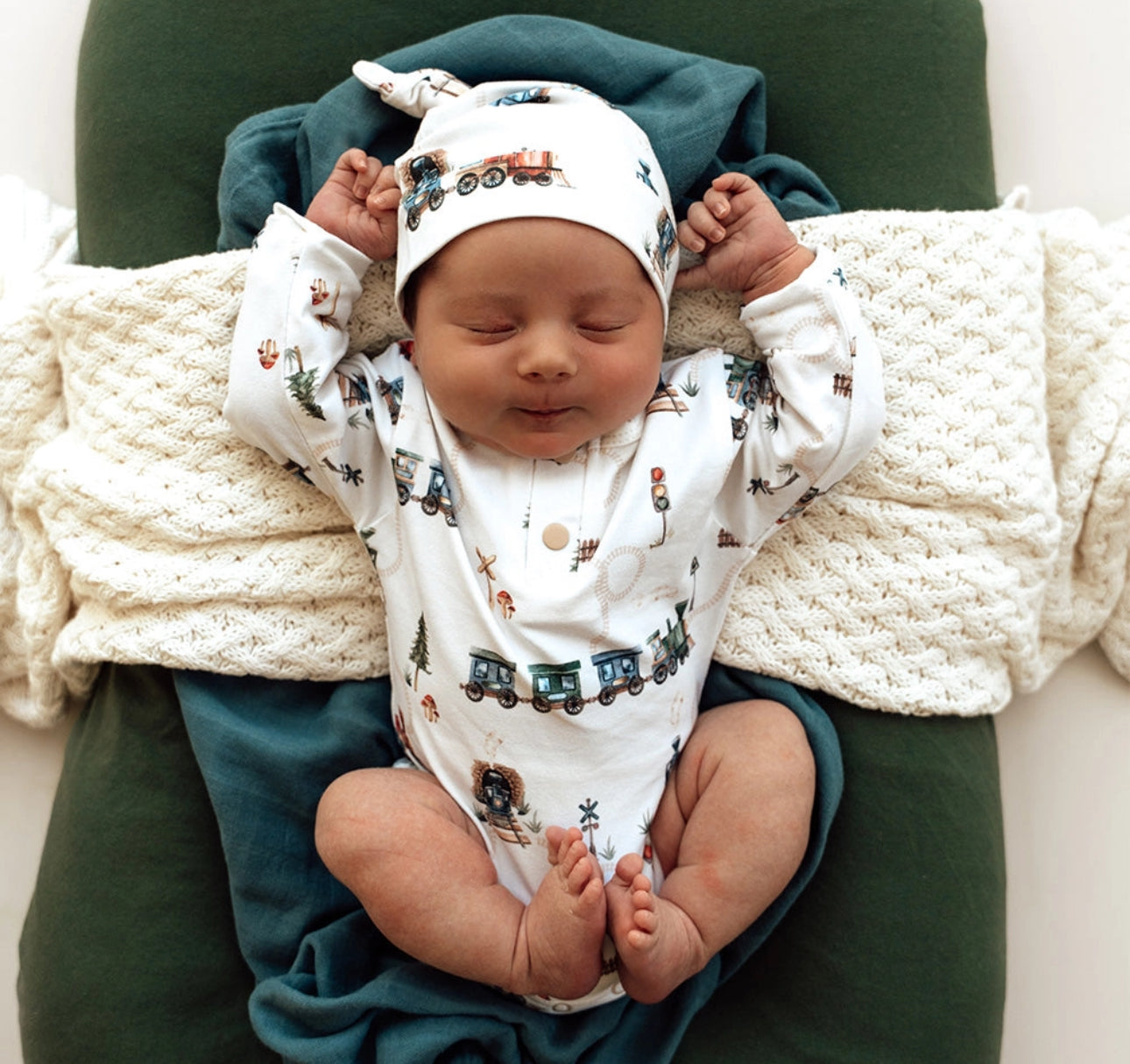Trains Long Sleeve Organic Bodysuit