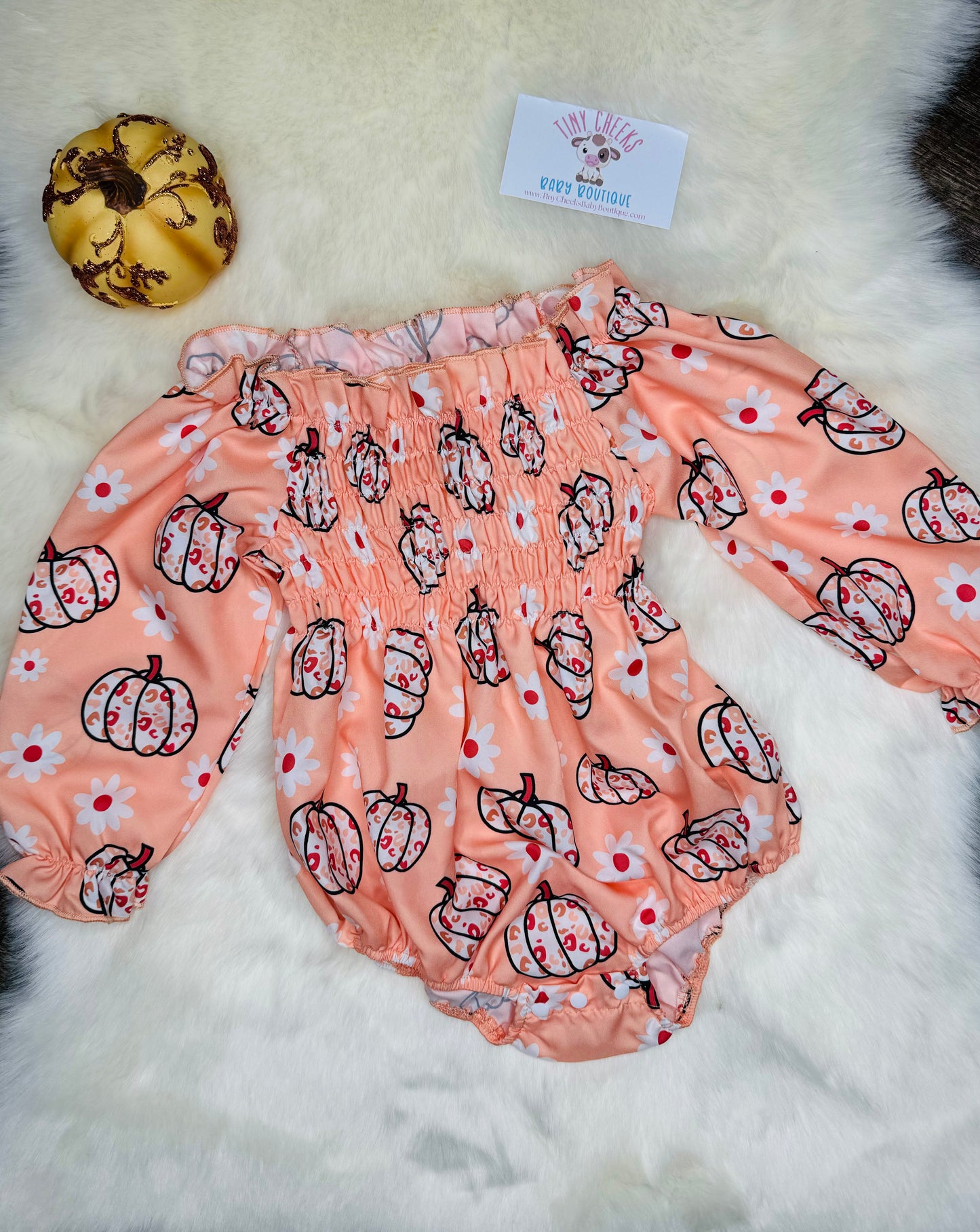 Off-The-Shoulder Pumpkin Romper