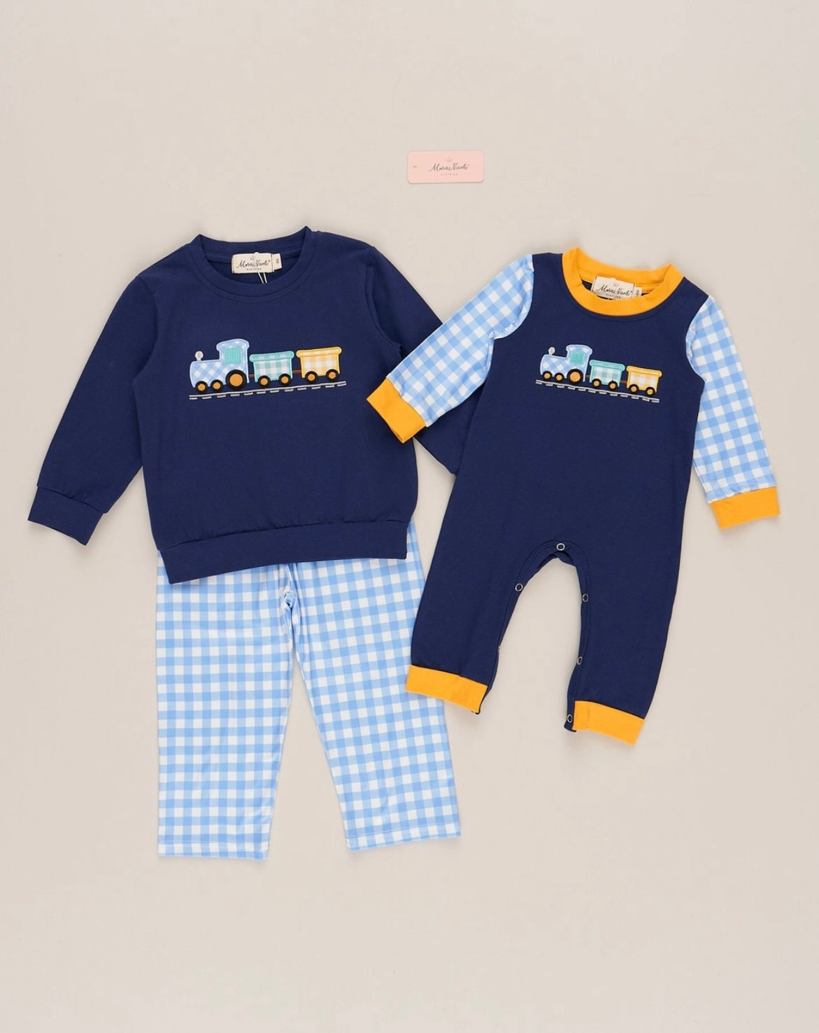 Little Gingham Train Outfit