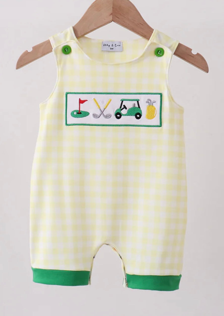 Yellow Golf Smocked Gingham JonJon