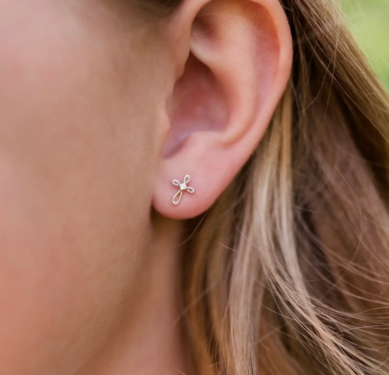 Sterling Silver Screw-Back Cross Earrings