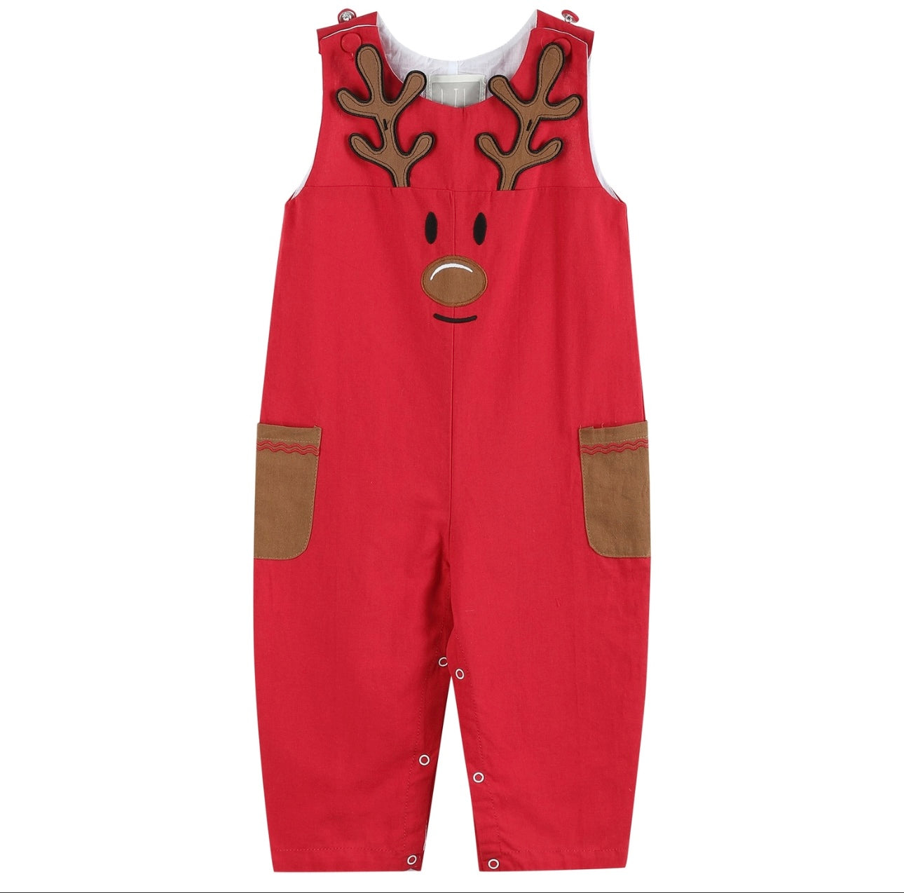 Lil’ Cactus Red Reindeer Pocket Overalls