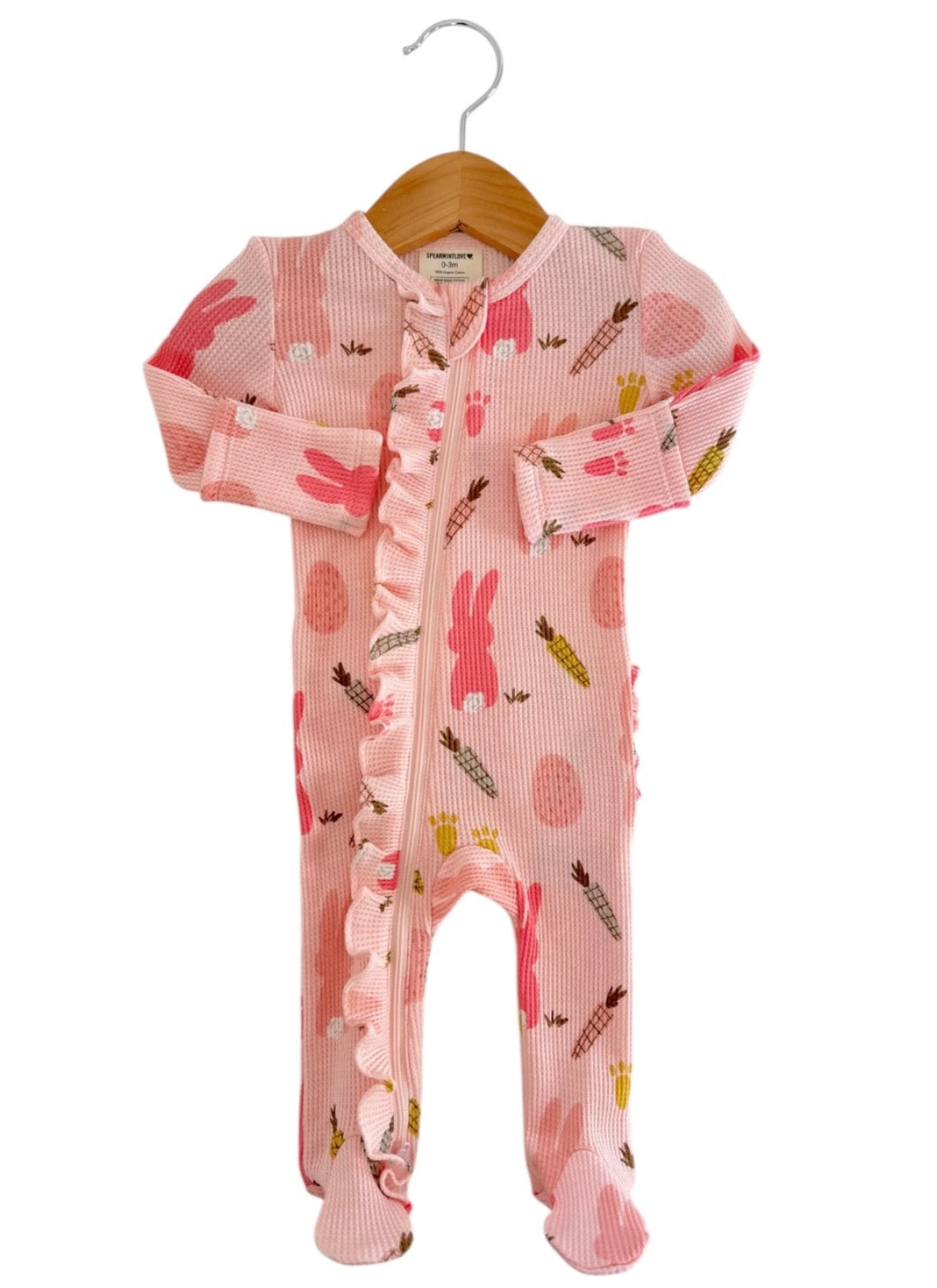 Cottontail Pink Ruffle Zip Up Footie