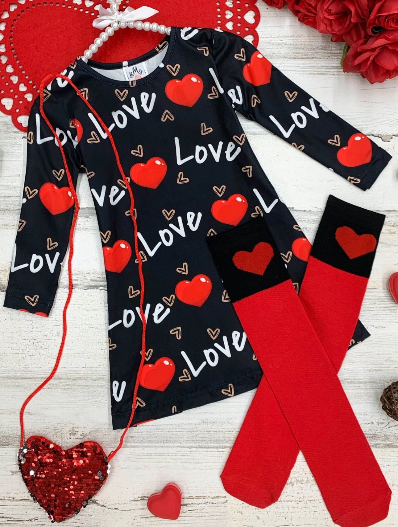 Love you this much dress w/ socks and purse set