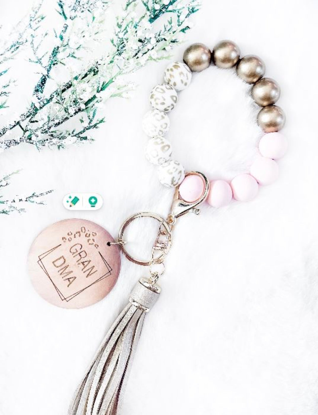 “Grandma” Pink, Cheetah, & Gold Key Chain