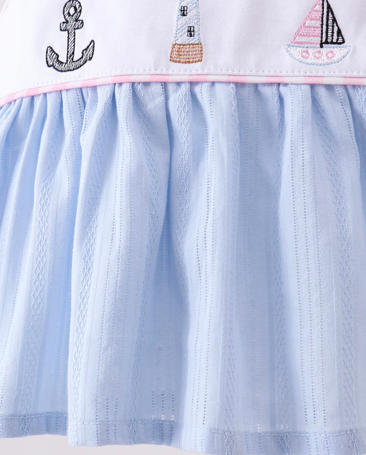 Blue Sailboat Embroidered Bloomer Set