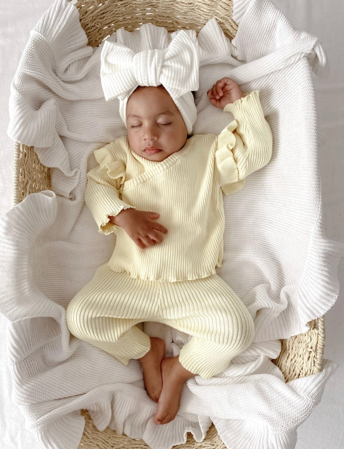 Ribbed Ruffle Kimono Set - Bumblebee