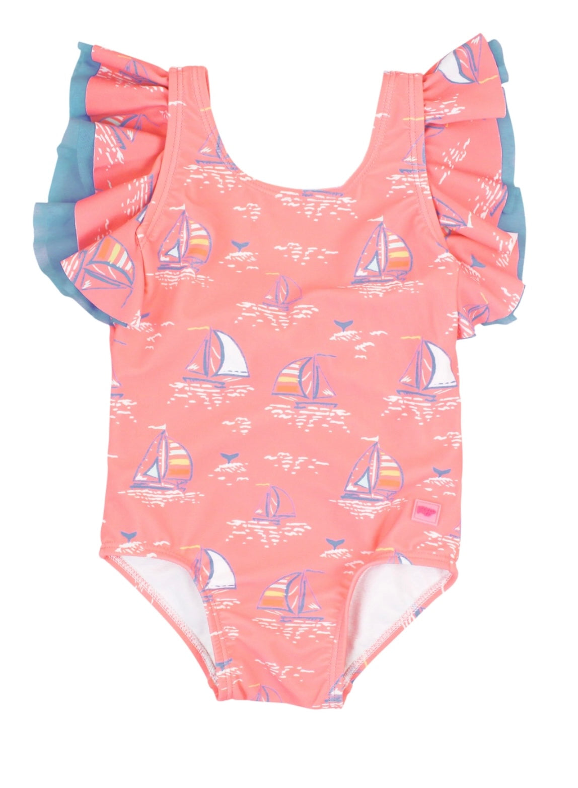 Rufflebutts Pink Seas the Day Butterfly One Piece
