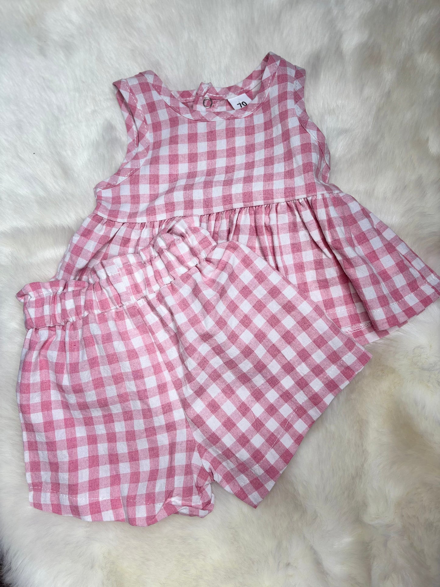 Alice Gingham Pink Short Set