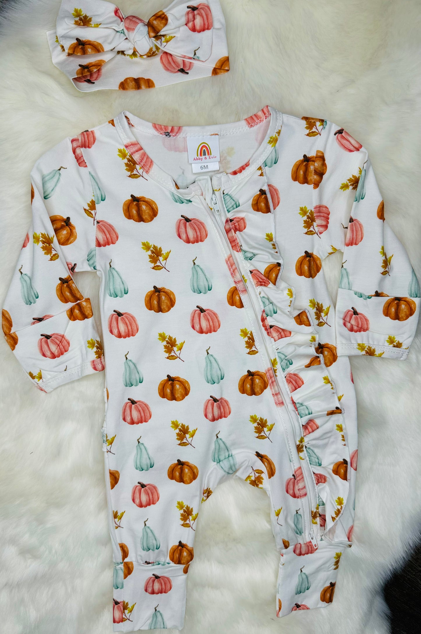 White Pumpkin Ruffle Romper