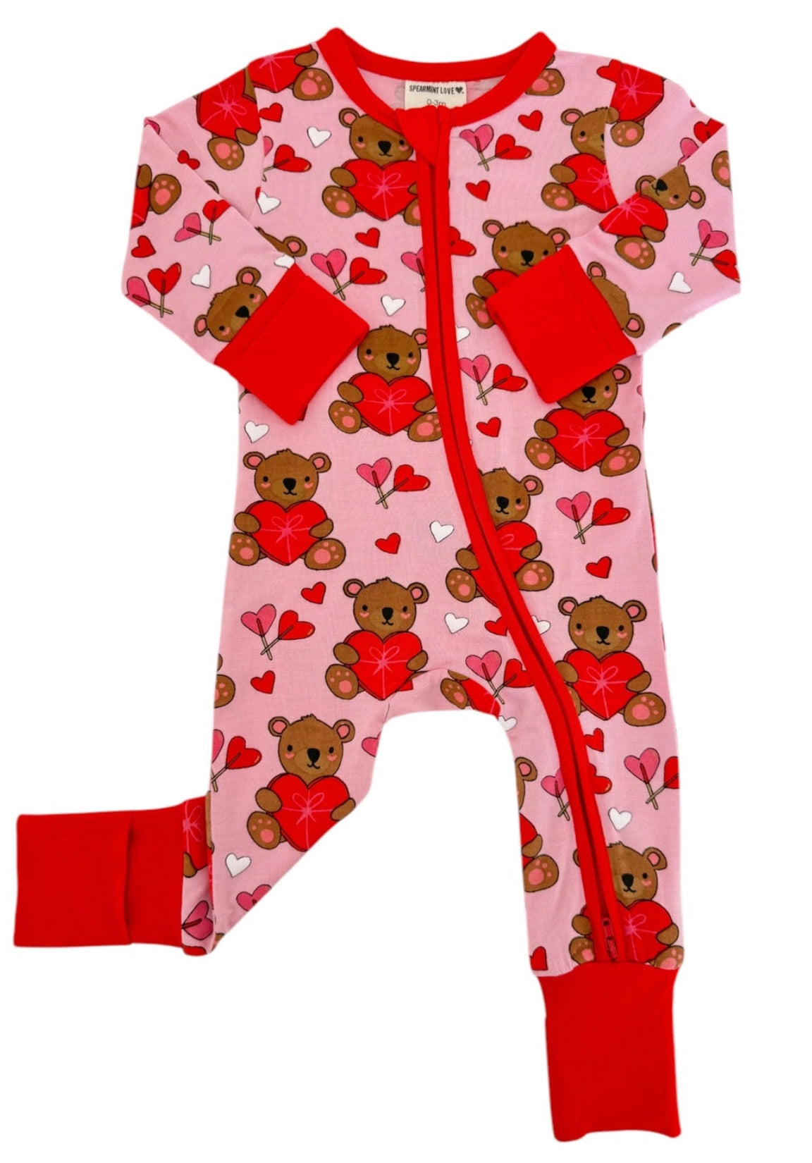 Valentine Pink Bear Bamboo Zip-Up