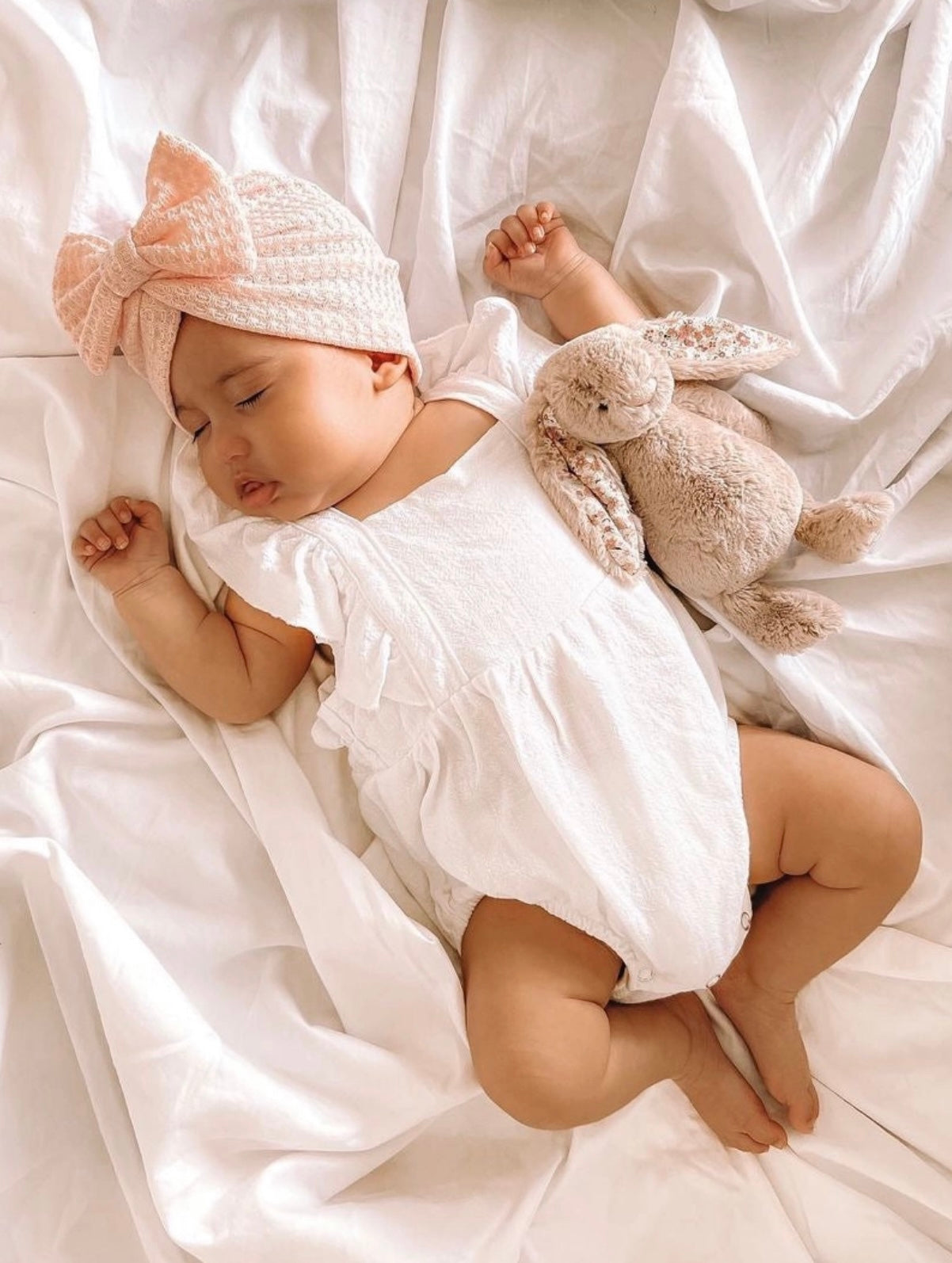 Waffle Bow Turban - Pink