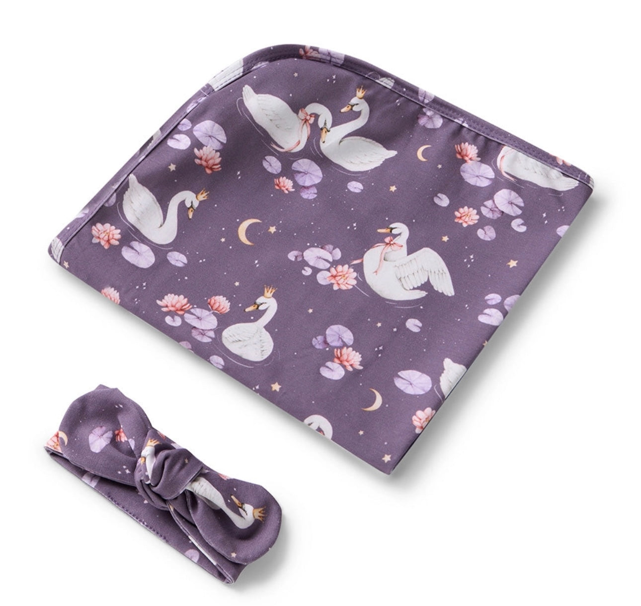 Midnight Swan Organic Jersey Wrap & Topknot Set