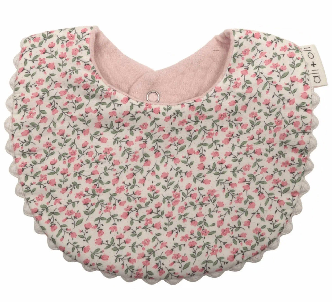 Muslin Cotton Baby Bib Double Sided | Pink Flowers