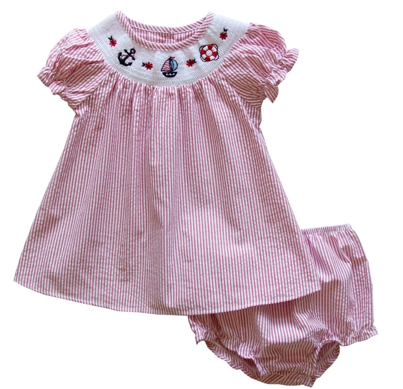 Nautical Collar Smocked Dress