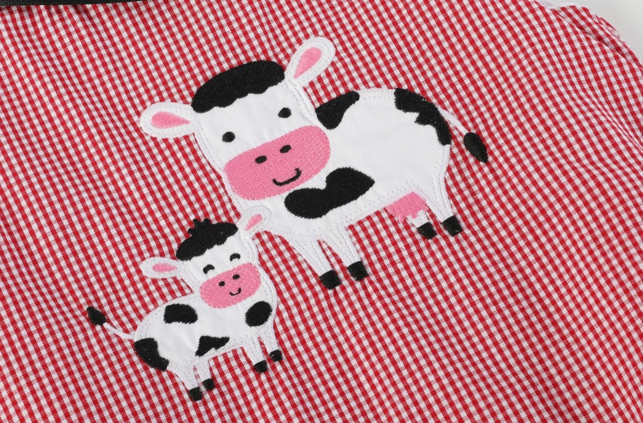 Lil Cactus Red Gingham Mama & Baby Cow Dress