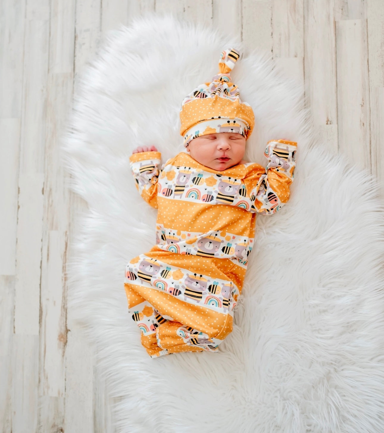 Infant Bee Baby Gown and Hat