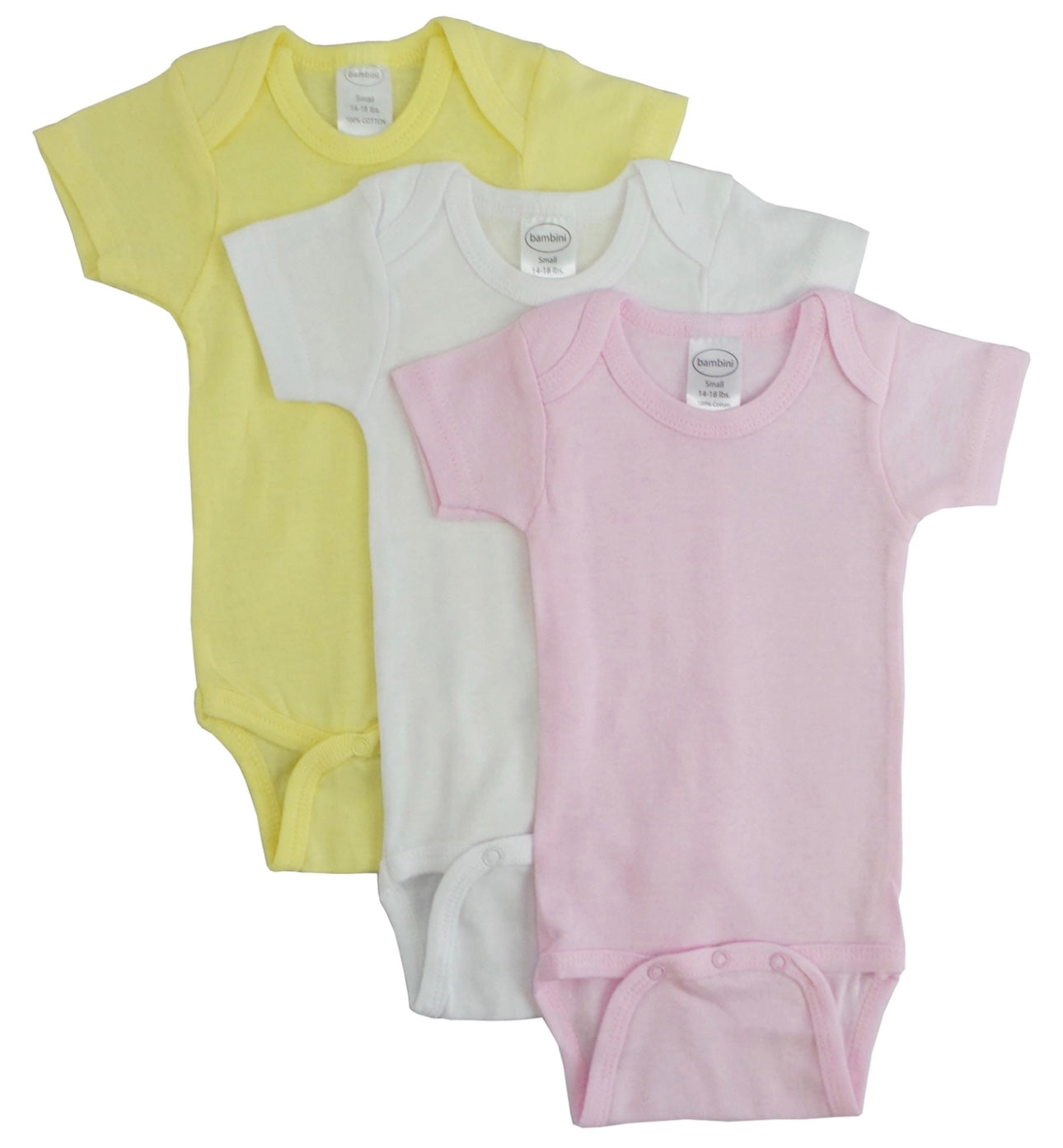 Bambini 3 Pack Girls Onesies - Solids