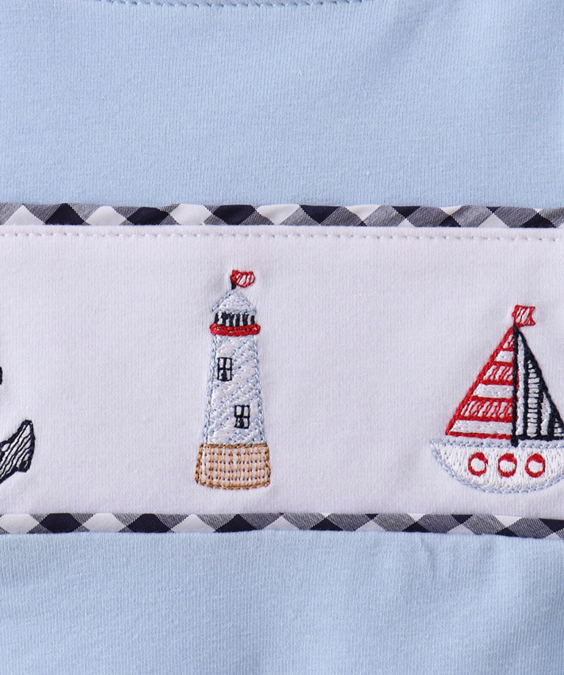 Blue Sailboat Embroidered JonJon