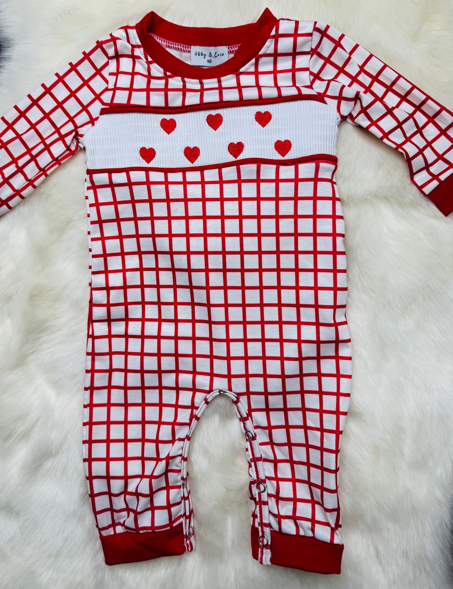 Valentine’s Day Heart Embroidered Romper