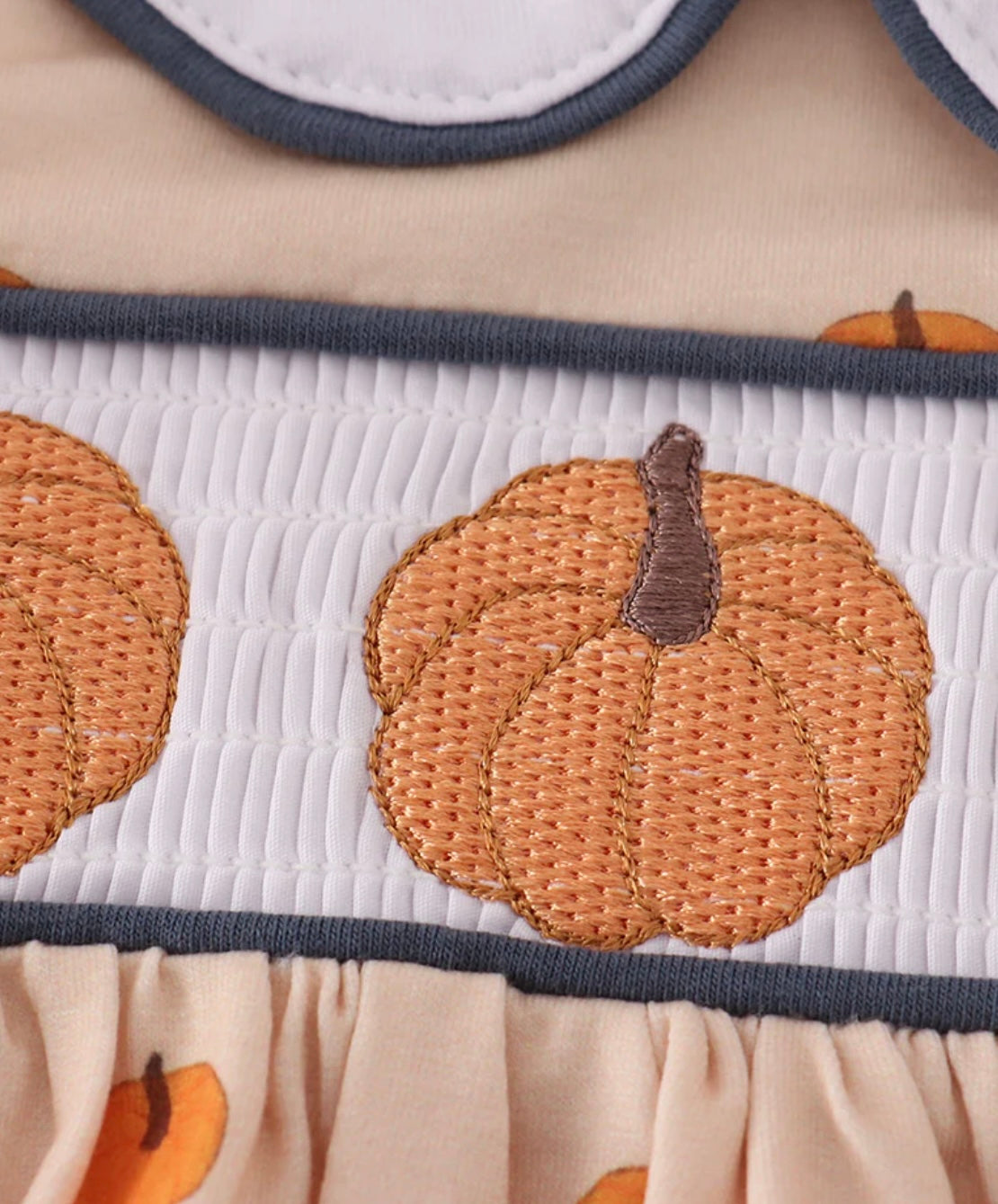 Khaki Embroidered Smocked Bloomer Set