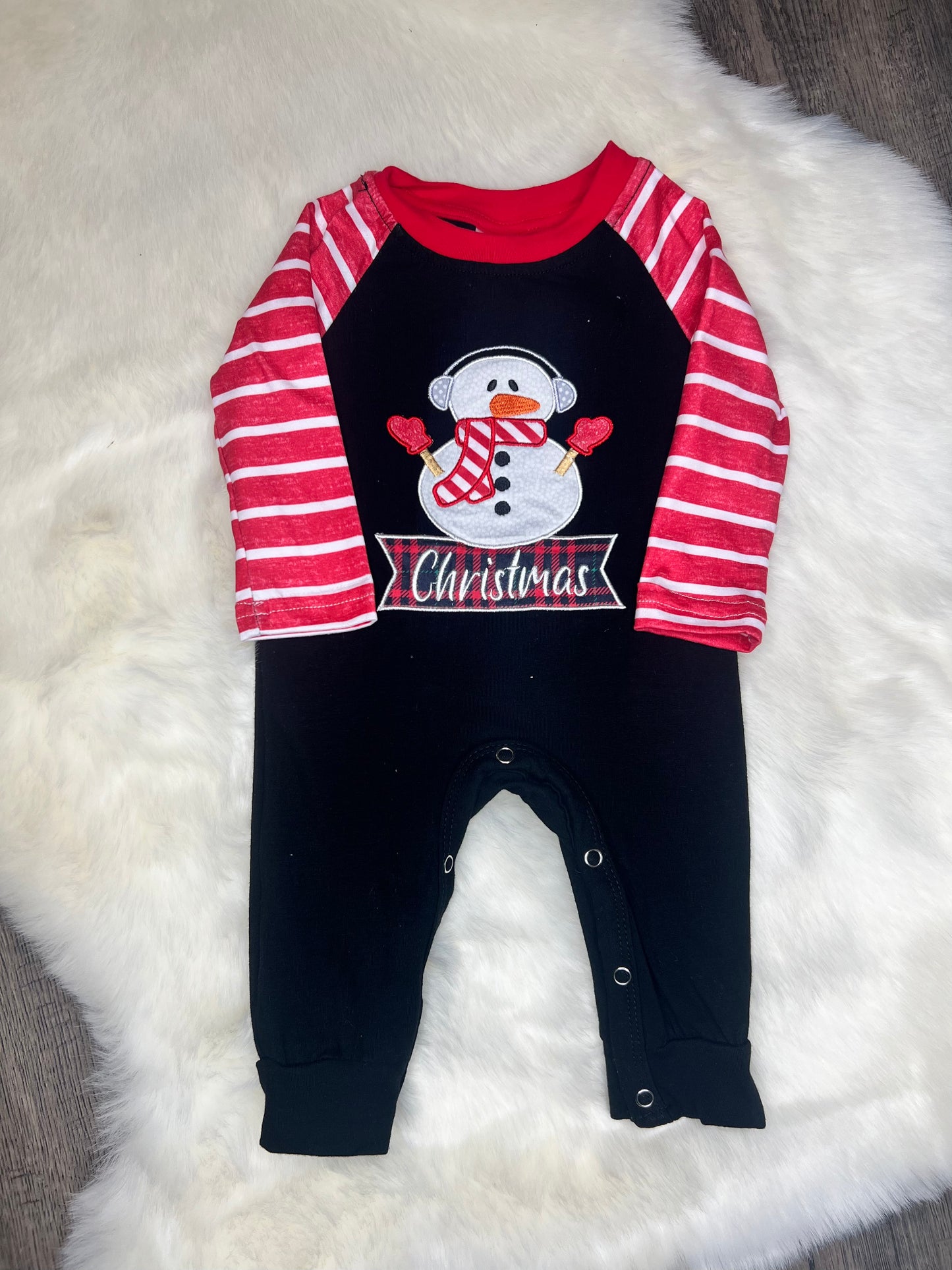Christmas Embroidered Snowman Romper