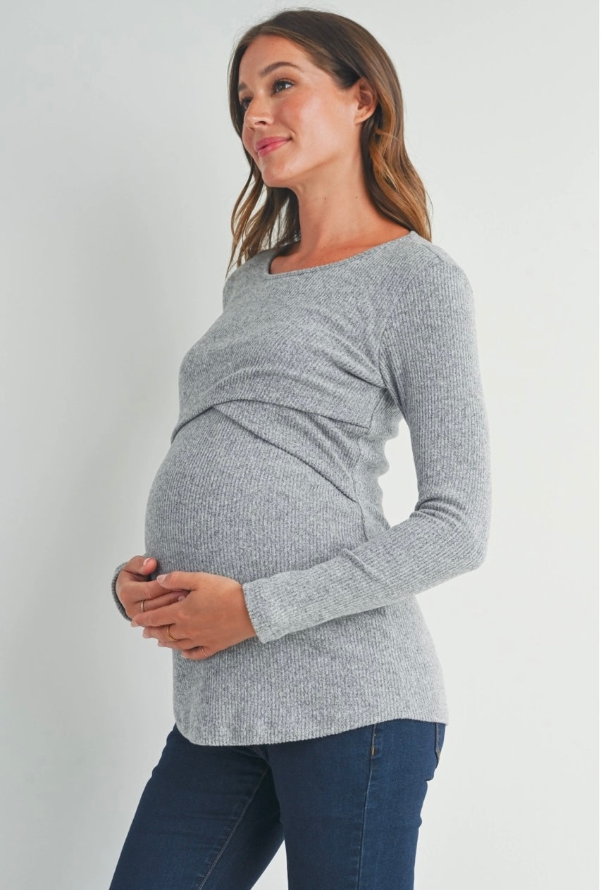 Ribbed Long Sleeve Nursing Knit Top
