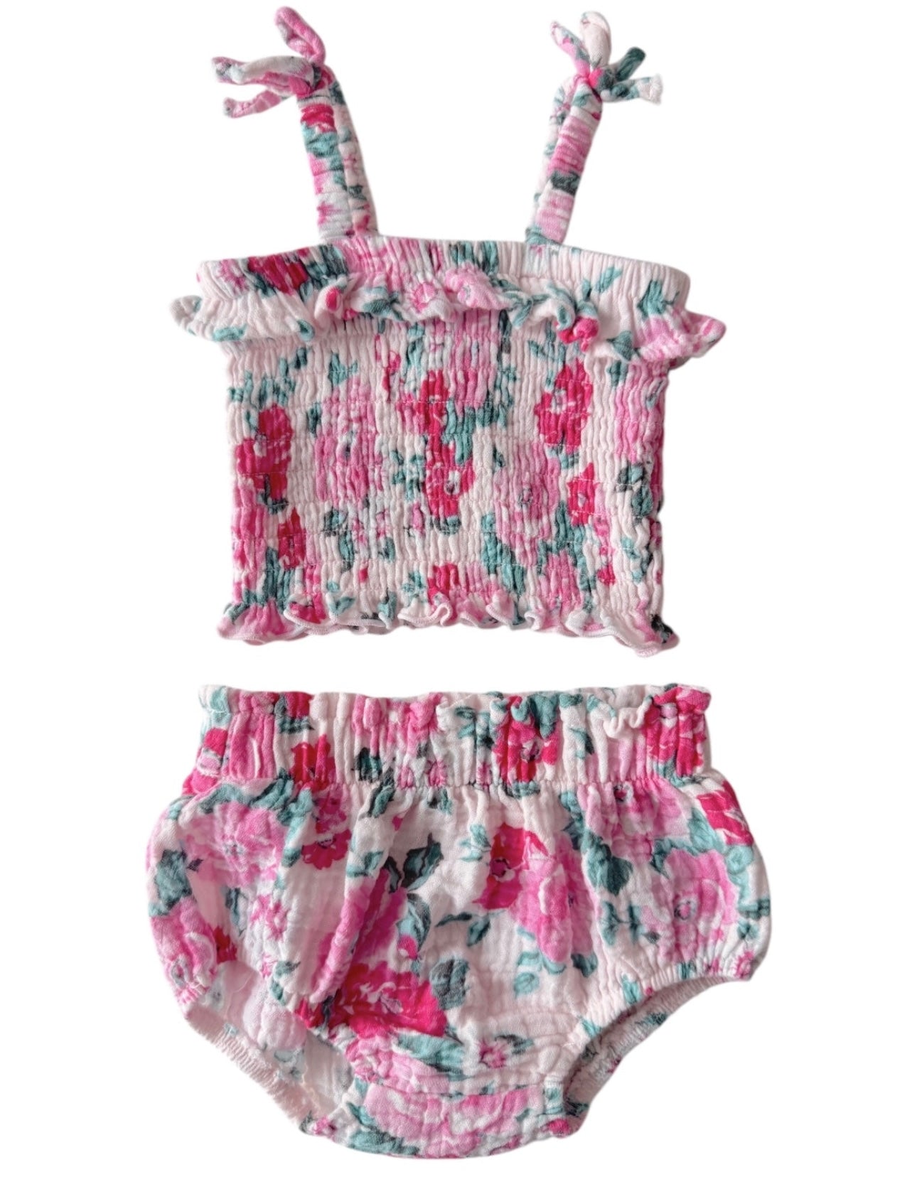 Muslin Smocked Ruffle Top & Bloomer