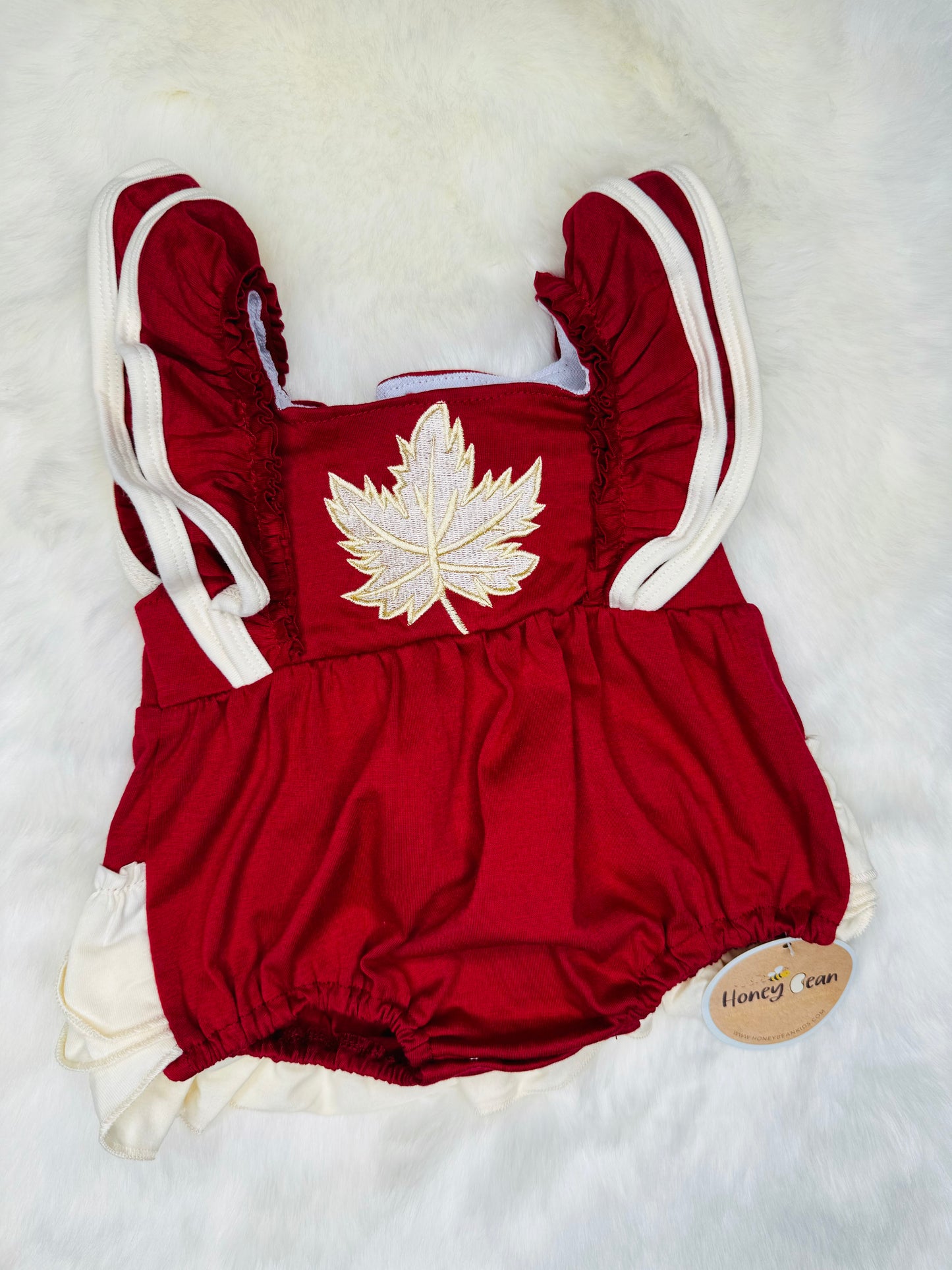 Burgundy Maple Leaf Embroidered Bubble