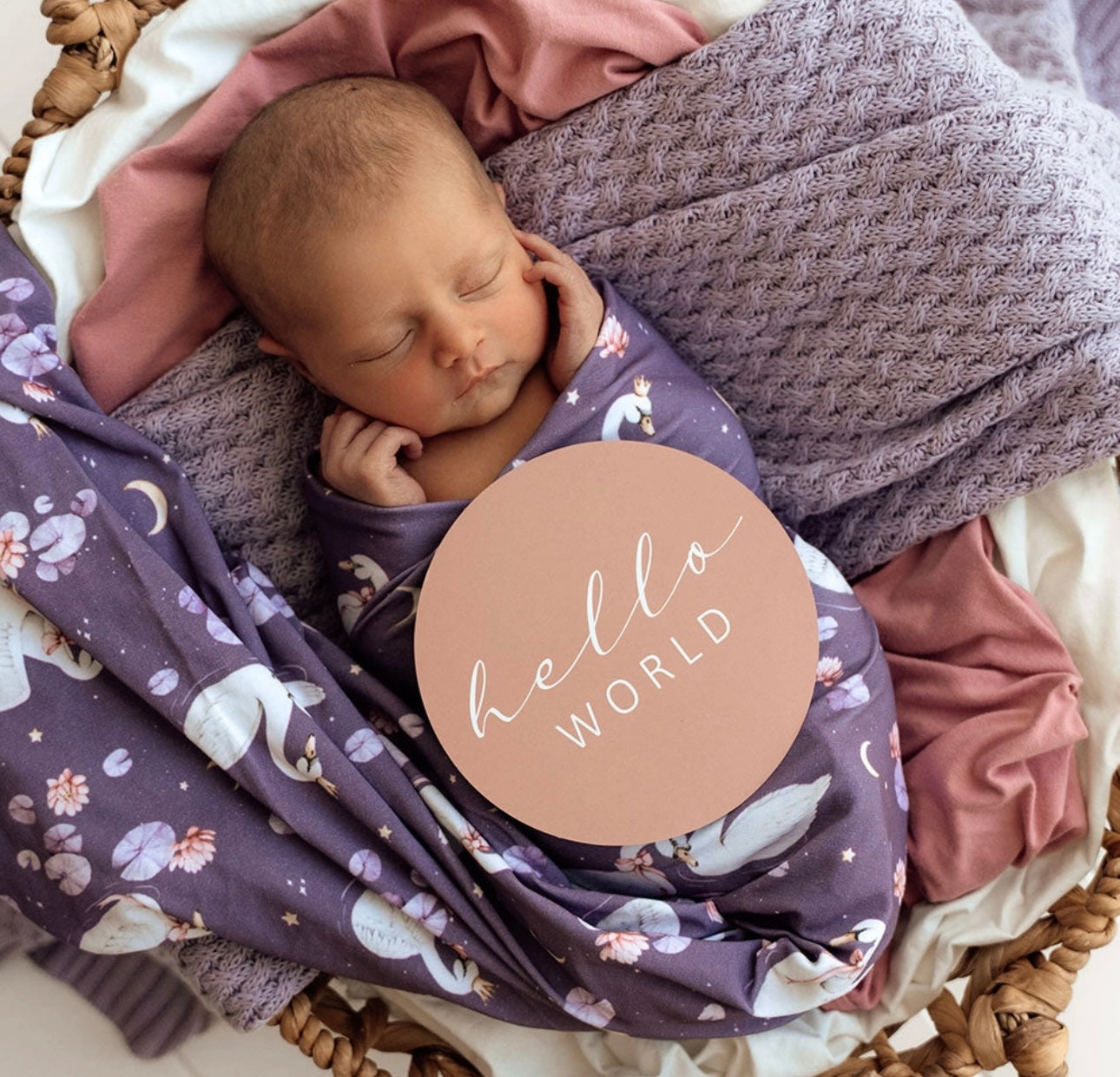 Midnight Swan Organic Jersey Wrap & Topknot Set