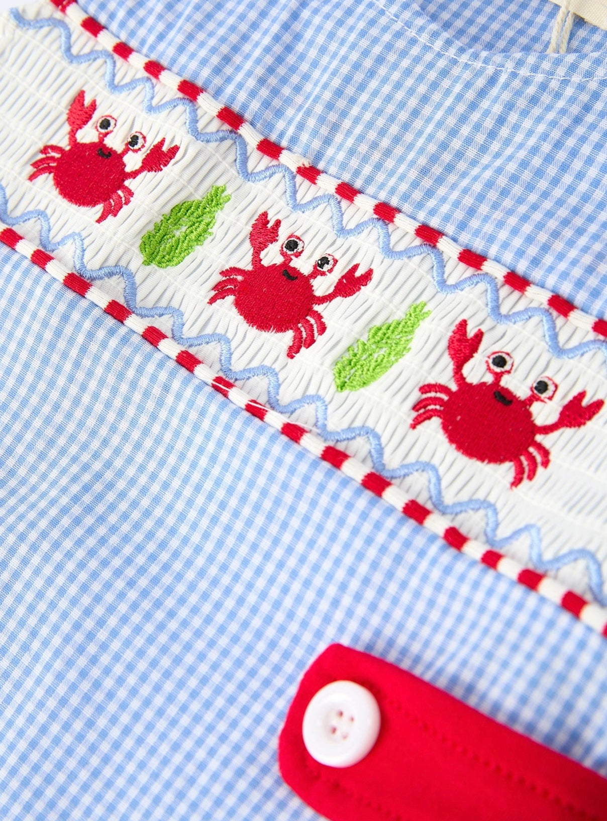 Crab Embroidered Smocked Romper