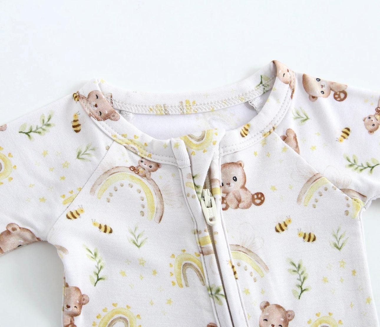 Sweet As Honey Zip/NICU Friendly Bear Outfit-Bamboo