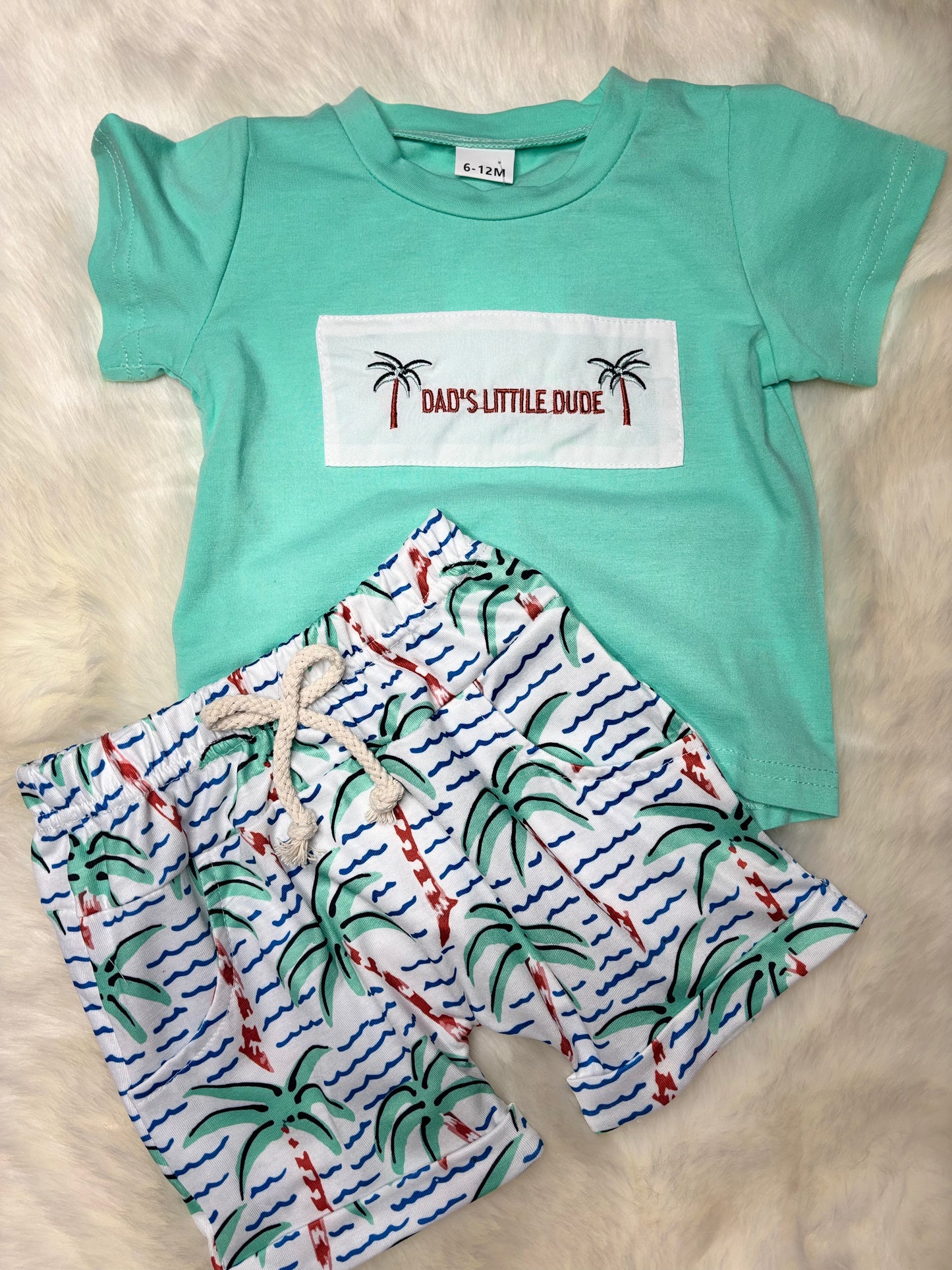 Dad’s Little Dude Palm Tree Embroidered Set