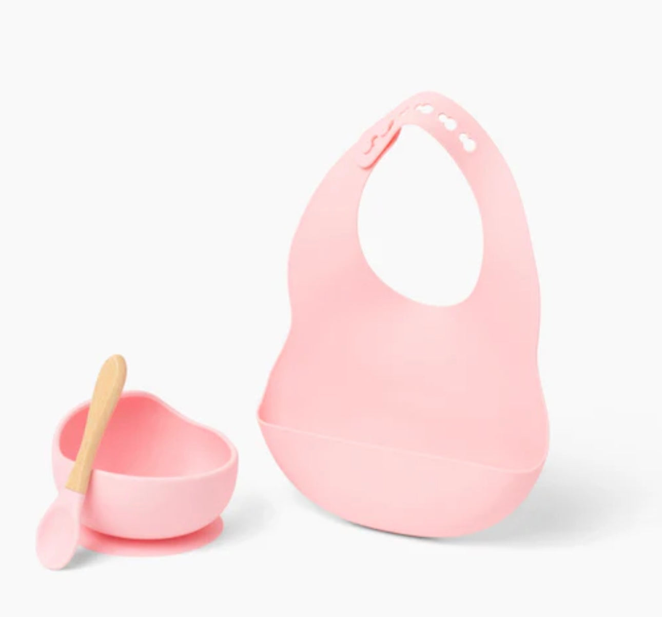 Hot Pink Silicone Baby Bib & Utensil Set
