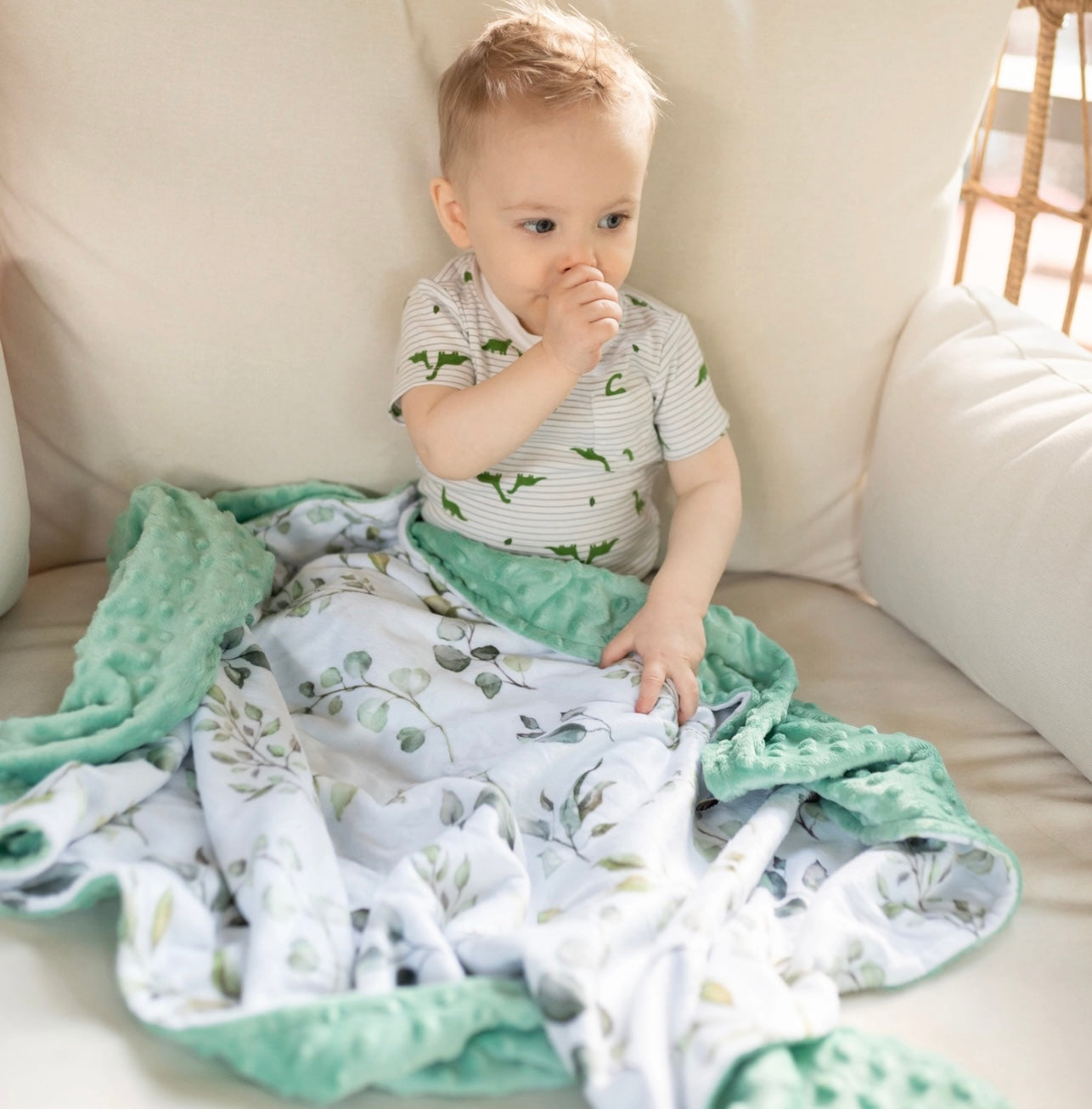 Eucalyptus Greenery Minky Blanket