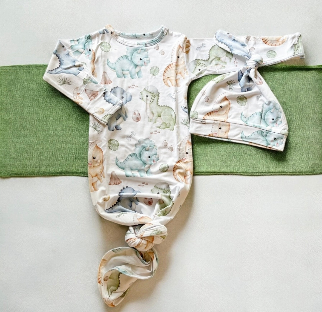 Dinosaur Bamboo Knotted Gown & Hat