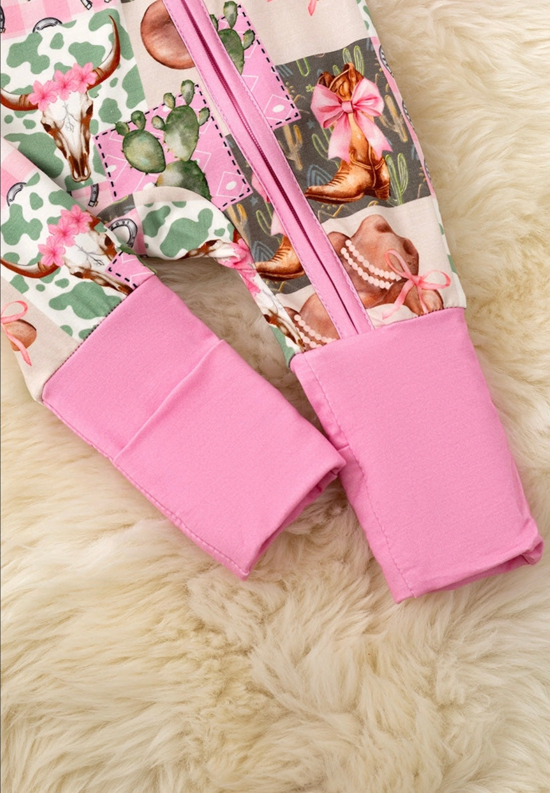 Pink Western Printed Bamboo Onesie